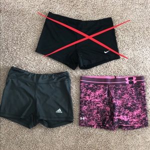 Spandex shorts- adidas and under Armour